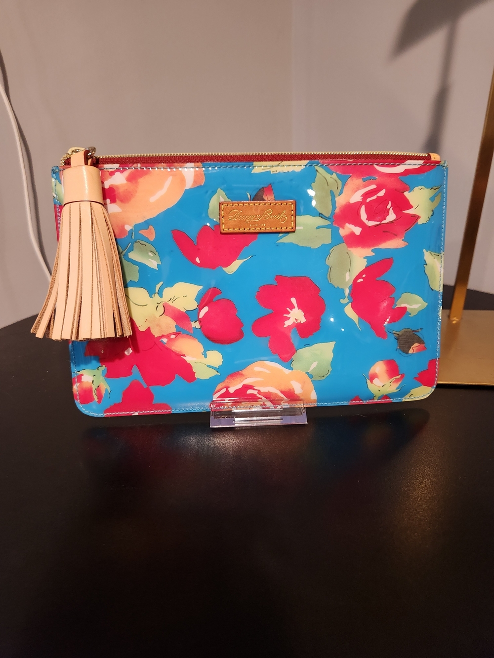Dooney & Bourke Blue Floral Patent Leather Clutch - Picture 2 of 6